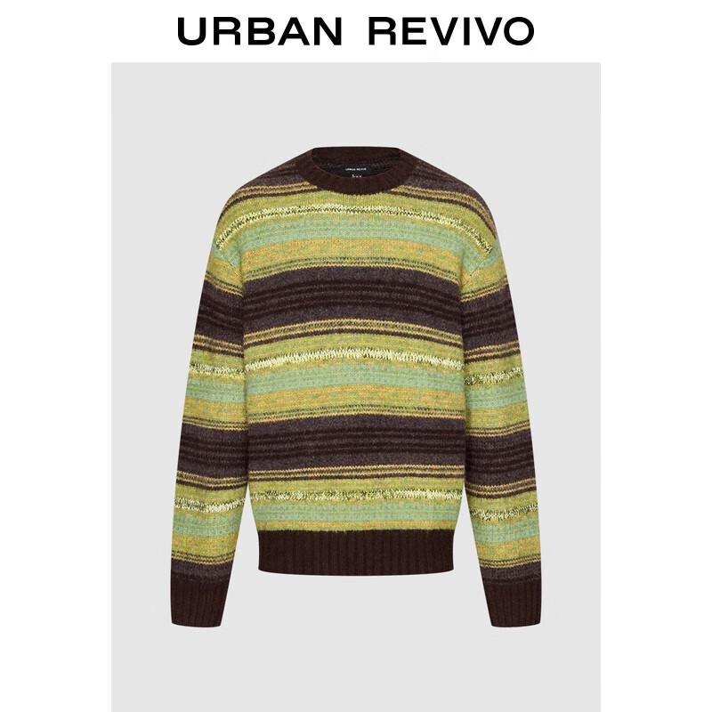 Мужской трикотажный свитер UR в стиле ретро с цветными блоками и полосками, с круглым вырезом XL