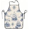 1pc Vintage Nautical Ship Lighthouse Compass Print Apron, Durable And Easy To Clean, Adjustable Waistband, Polyester Material, for Kitchen Cooking, Ga