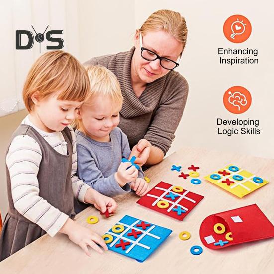 3/12/24Pcs Mini XO Felt Board Game Educational XO Puzzle Toy Toddler Boys Girls Portable Travel 2 Player Battle Strategic Board Game