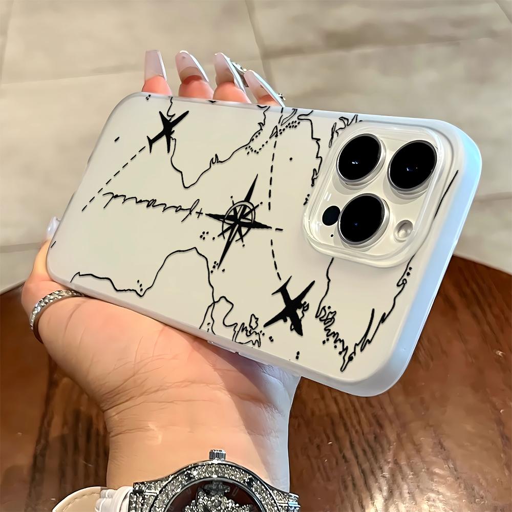 

Airplane Route Phone Case For IPhone 17 Case For IPhone 13 16 15 14 12 17 Pro Max XR XS 7 8 SE Aesthetic Floral Cover Funda iphone 11 Pro