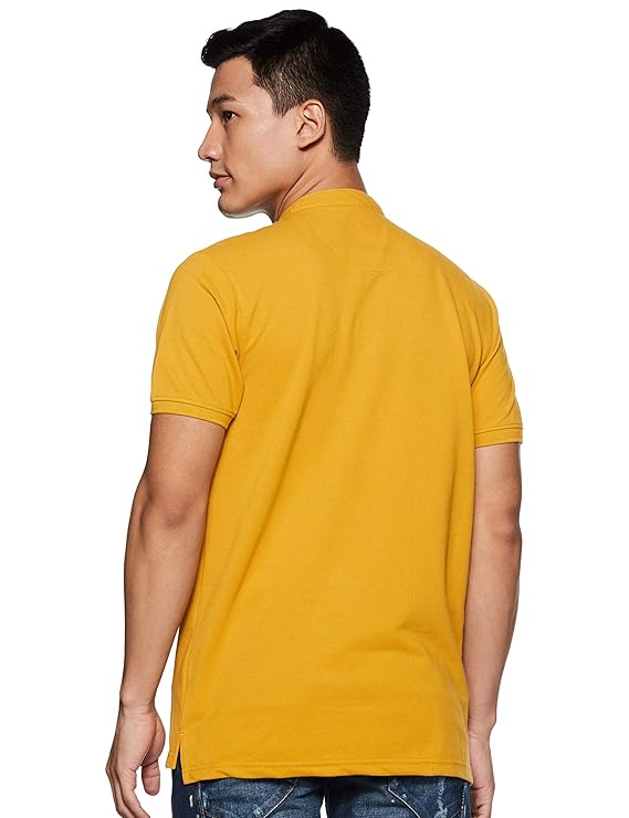 Men's Cotton Rich Polo T Shirt | Mandarin Collar Tshirts | Half Sleeves | Plain - Regular Fit (Available In Plus Sizes)