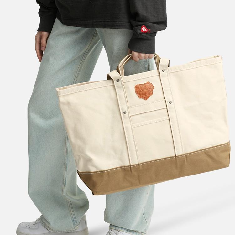 New HUMAN MADE Heavy Canvas Large Tote Bag Beige HM25GD031