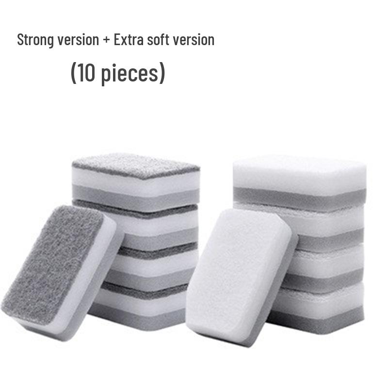 Extra Thick Double-Sided Sponge Scrubber: Kitchen Cleaning Brush & Three-Layer Scouring Pad