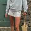 Spring & Autumn Women's Fashion Wide-Leg Shorts with Lace Trim