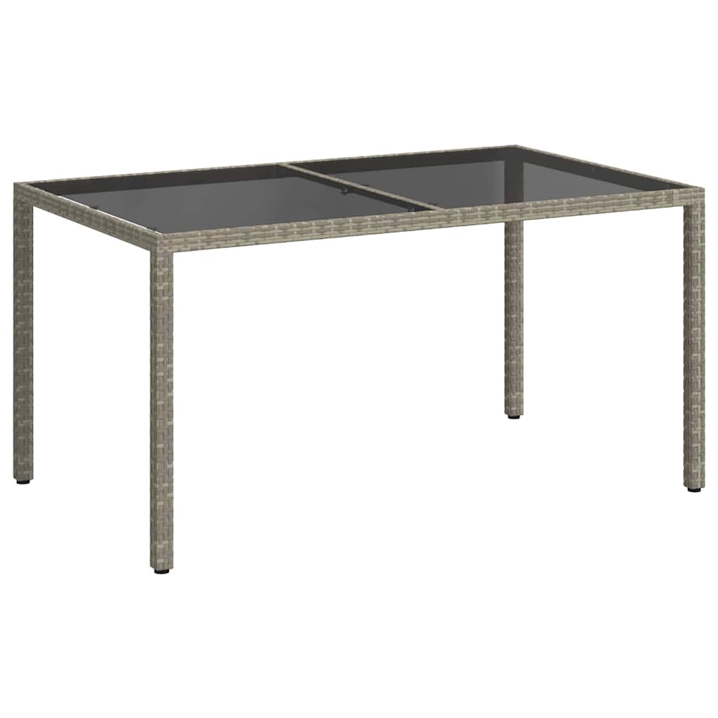 Vidaxl Garden Table, 150X90X75 Cm, Glass and PE Rattan, Grey