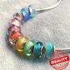Brand New Authentic Original Copper Metal Murano Glass Charm Bead Component Colorful Rainbow Snowflakes Stars Charm Bead Component Designed For
