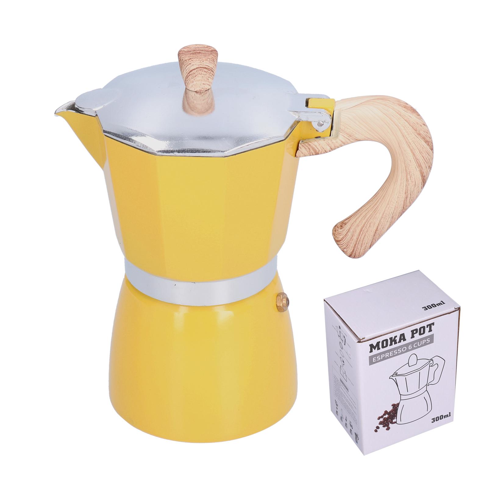 Mfyspace Yellow 300Ml Coffee Pot Moka Maker Coffee Kettle For Gas Stove Ethanol Stove Electrothermal Furnace