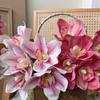 Echte Berührung Künstliche Cymbidienblüten Magnolie Lange Zweige Simulierter Orchideenstrauß Dekorative Seiden-Fälschungblume