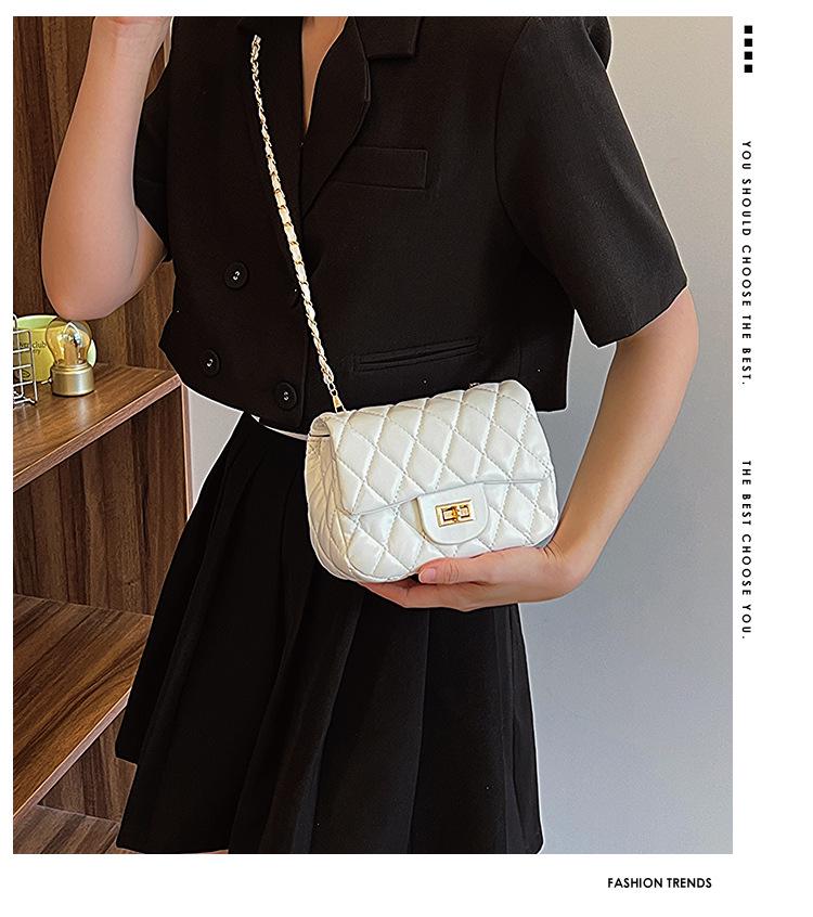2024 Spring Women's Argyle Chain Crossbody Bag - High-End Fashion with Little Golden Ball Accent