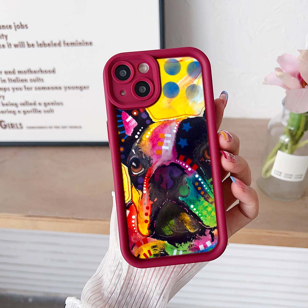 Sky Eye Ladder Phone Case for iPhone 15 14 13 12 11 Pro Max Samsung A15 A25 A24 A54 A14 Huawei Honor 90 Angel Eye Soft Cover A44 French Bulldog Dog