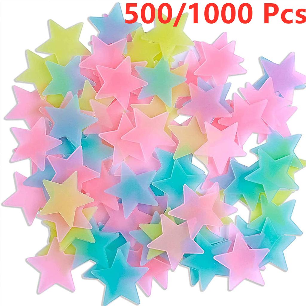 New Style Colorful Glow In The Dark Luminous Stars Plastic Wall Stickers Murals Decals for Home Decor Ceiling Wall Decorate
