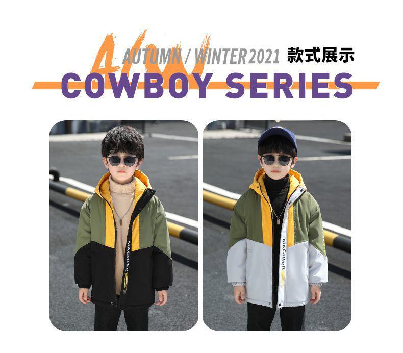 Boys' Fleece-Lined Windbreaker: Autumn-Winter Cotton-Padded Jacket