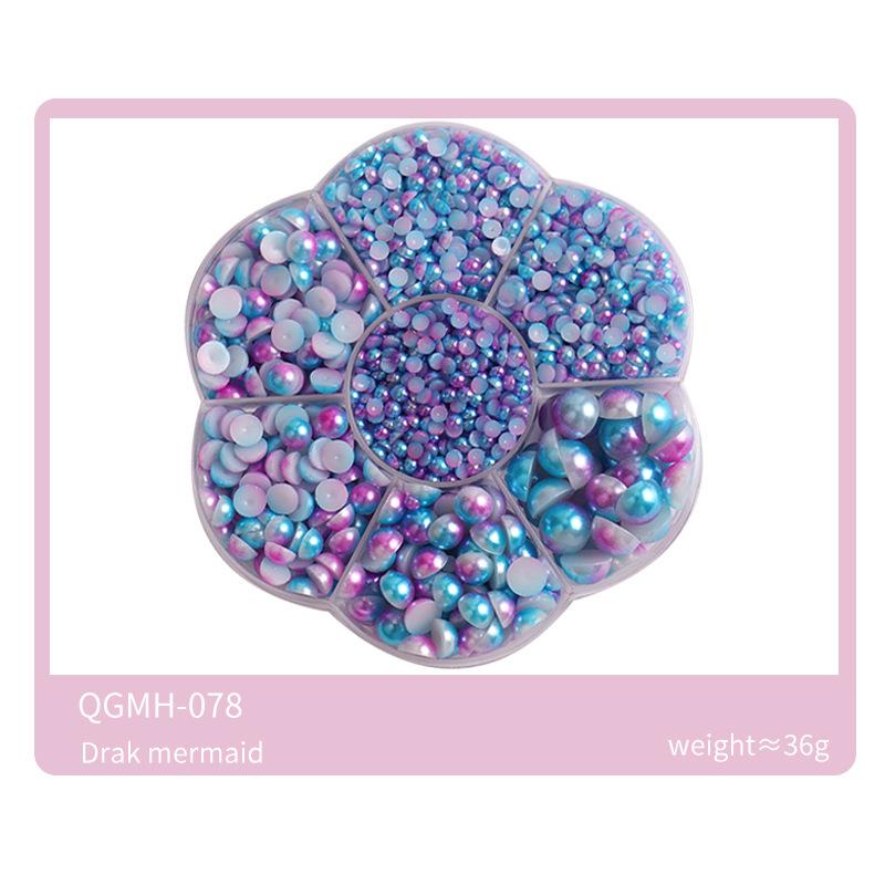 Nail Art Jewelry 7 Grid Plum Blossom Abs Semi-Round Flat Bottom Nail Art Pearl Nail Art Decoration Mixed
