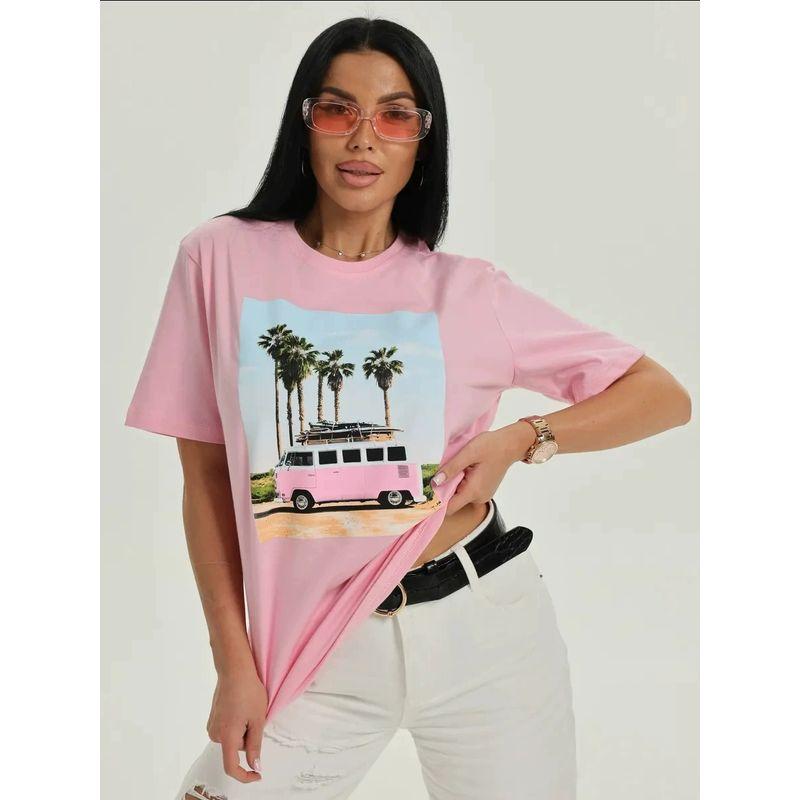 New Printed T-shirt Top Fashion Wind New Fashion Casual Loose Crew Neck T-shirt Top Top