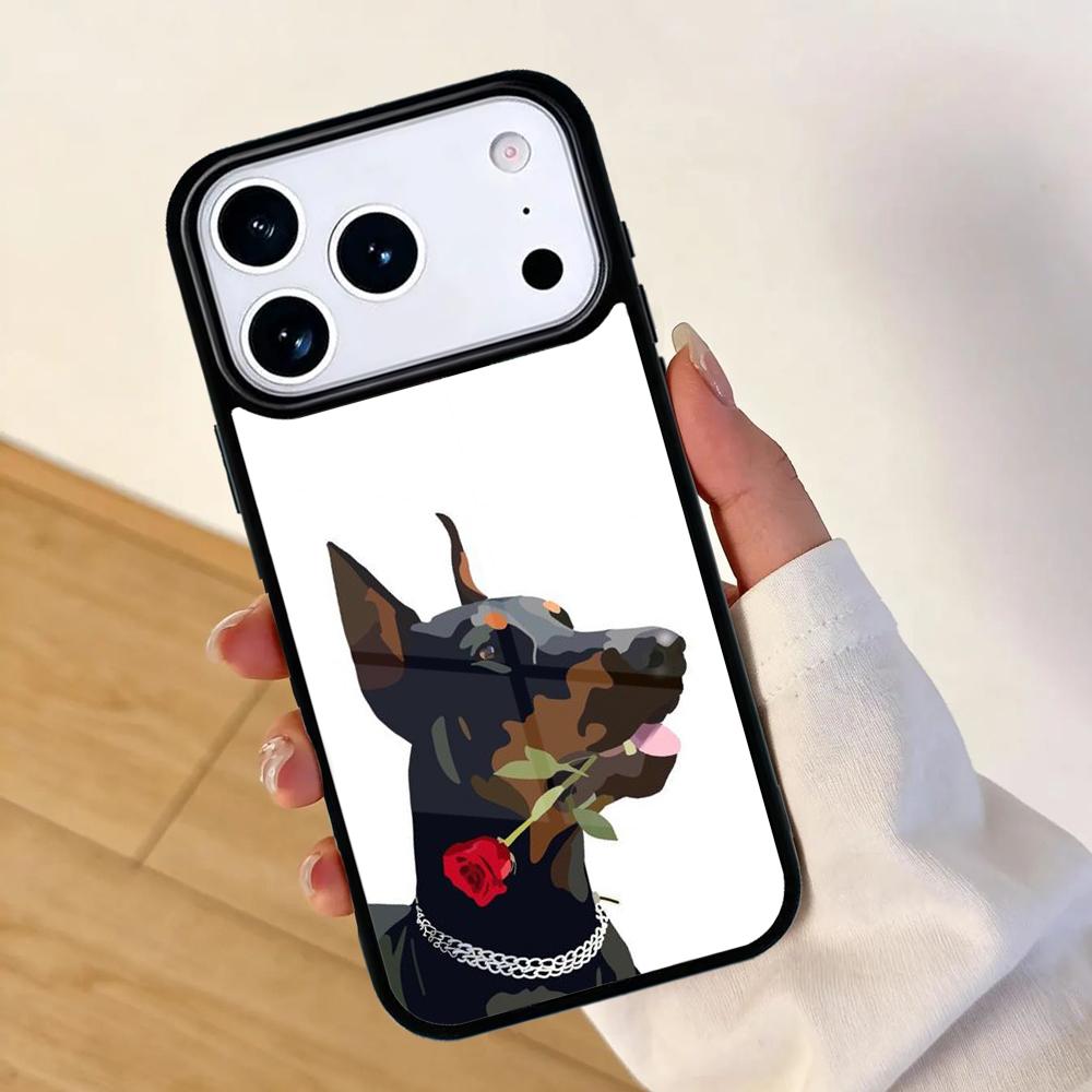 Animal Doberman Dog Mobile Phone Case for IPhone 17 AIR 16pro Max 15 14 13 12 11 Bumper Cover