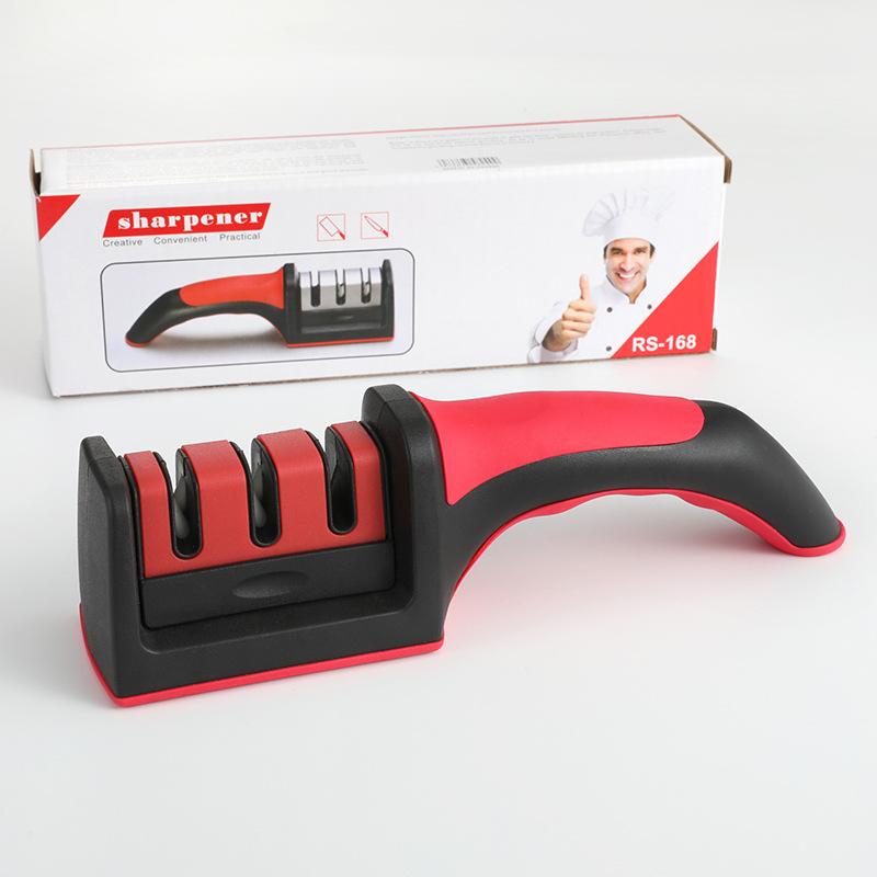 Dreistufiger Messerschärfer, Haushalts-Wolframstahl-Schärfwerkzeug, schnelles Schärfen von Scheren, Schleifstein