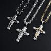 Stainless Steel Cross Pendant Necklace Men Women Geometric Layered Design Gold Black Finish 51-60cm Chain Length