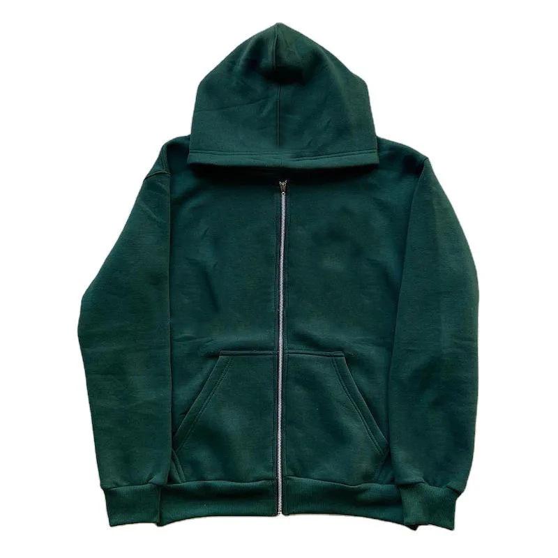 Men's Solid Color Full Zip Hoodie Sweatshirt