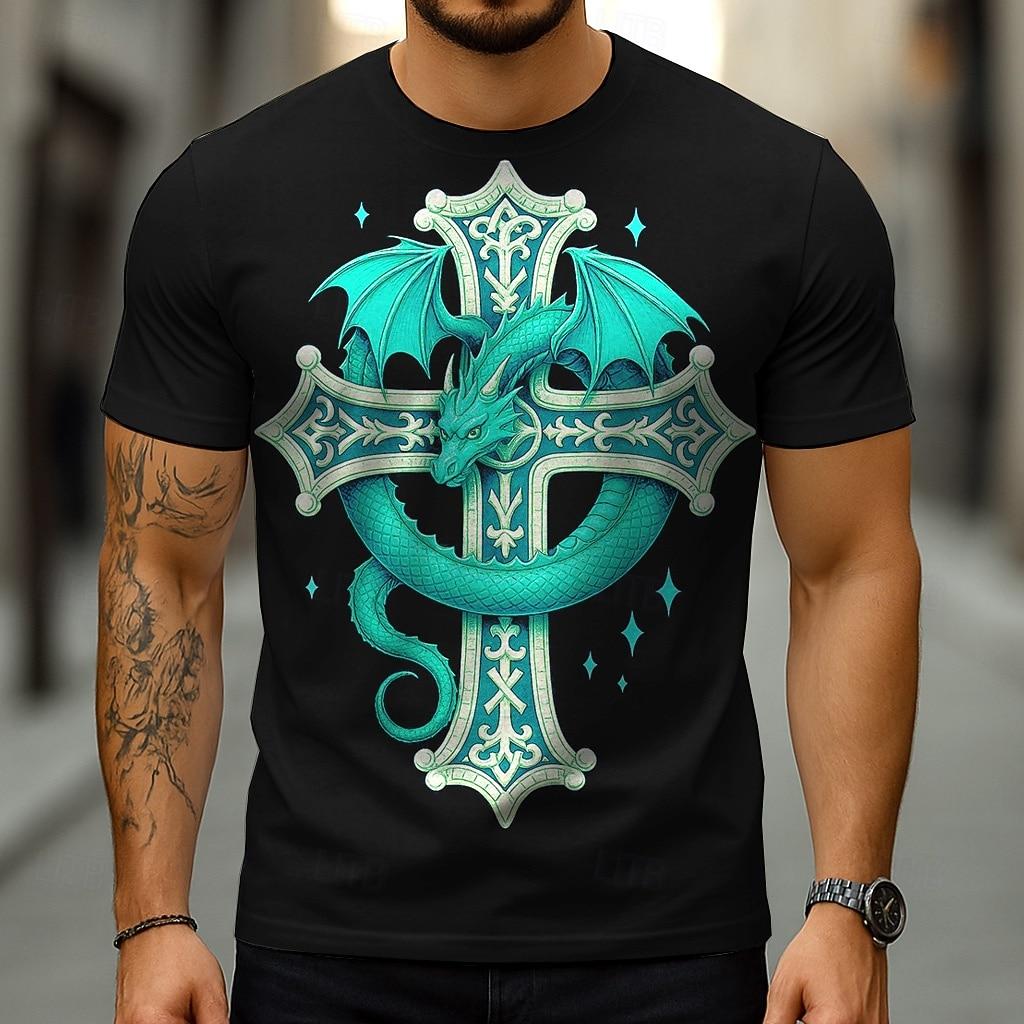 Herren 3D Celtics Lebensbaum T-Shirt Kurzarm T-Shirt 3D Druck Rundhals Shirt Wikinger Designer Party Straße Lässig Marineblau