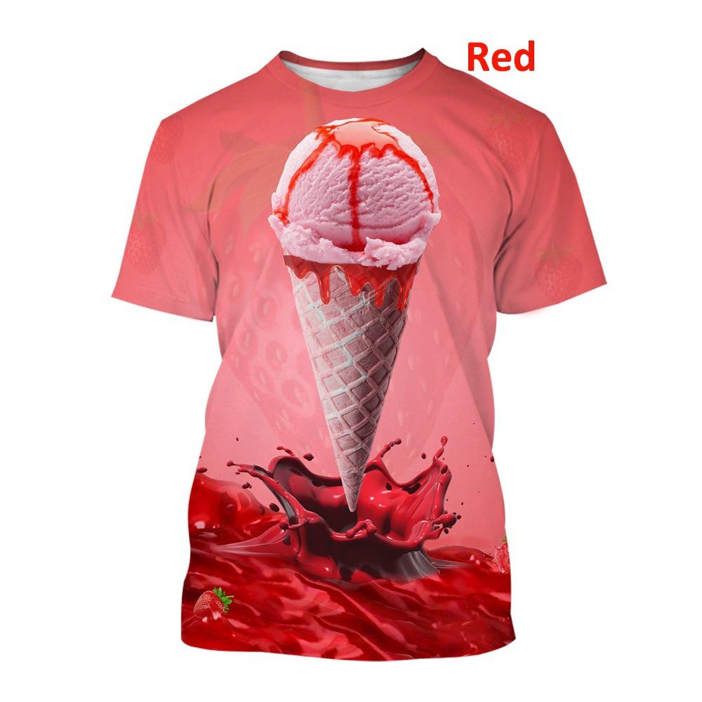 Colorful Ice Cream 3D Printed Top Casual Short Sleeve T-shirt for Adults Summer Plus Size Men's T-shirt