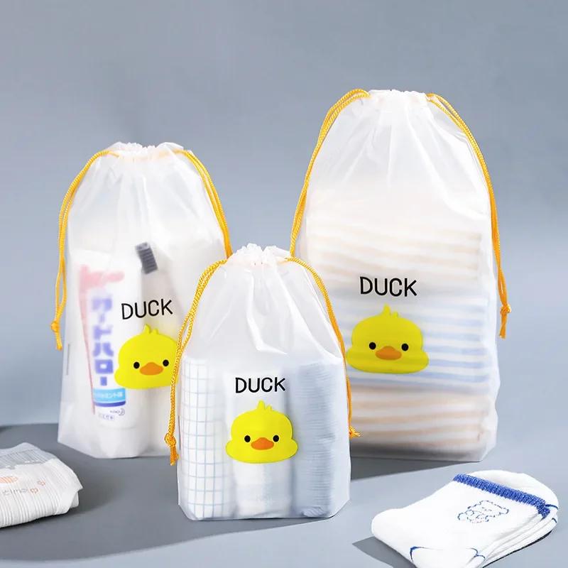 3 Stück/Los Tragbarer Aufbewahrungsorganizer Reisetasche Wasserdichte Transparente Plastik-Aufbewahrungstasche Kordelzug Öko-Taschen Kosmetiktaschen