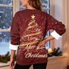 Damenmode Lässig Langarm Weihnachten Bedruckt Rundhals Oberteil Sweatshirt