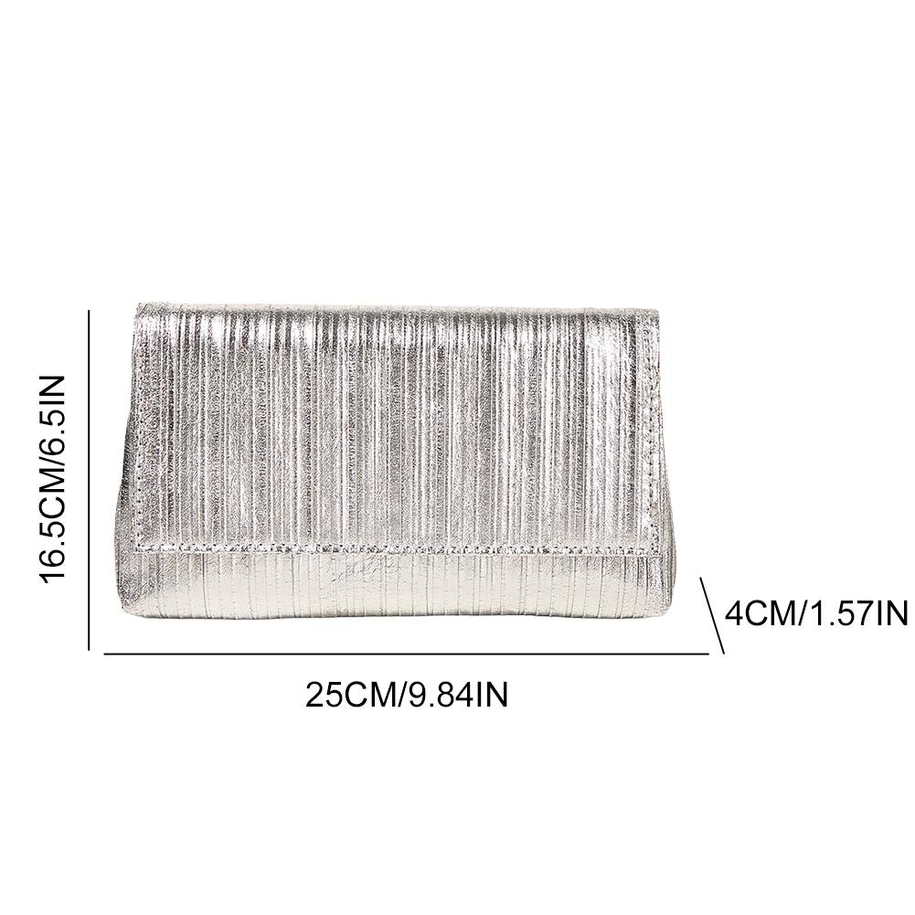 Luxury Envelope Banquet Bags Shiny Metallic PU Evening Clutch Bags High-end Flap Chain Shoulder Bag Women's Wedding Party Purses