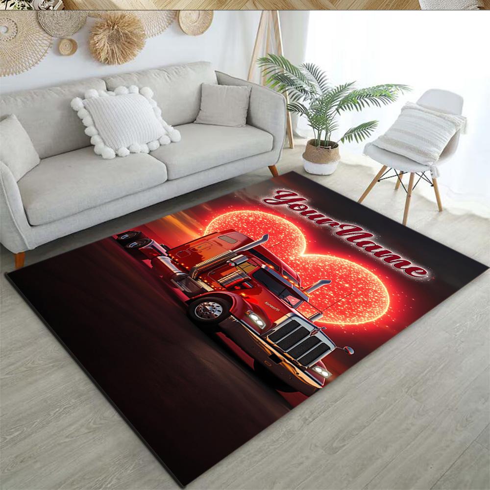 Peterbilt Heavy Trucks Personalized Name Floor Rug Office Rug Perfect for Hallway Entryway Decorate room Kitchen Antislip Carpet Decorate Offices