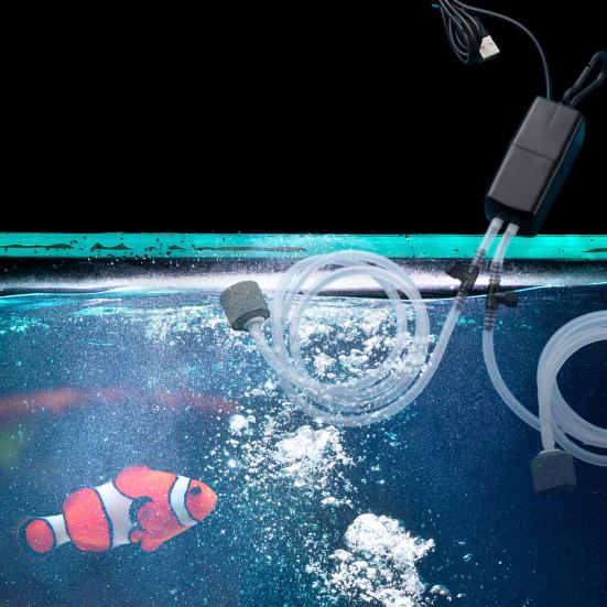 1 Set Oxygen Pump Dual Tube Design Mini Aquarium Air Pump Kit Ultra-Quiet USB Charging Pump for Fish Tank
