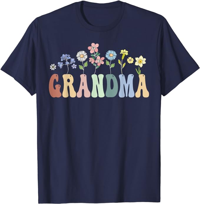 Grammy Gifts Women Wildflower Floral Design Grammy T-Shirt Women's Fashion Nana Gigi Grandma Tees Yaya Mimi Mother's Day Clothes