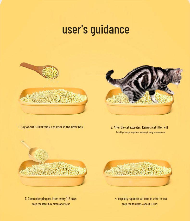 Xiaomi Tofu Cat Litter: Dust-Free, Clumping, Flushable, Small Particles.