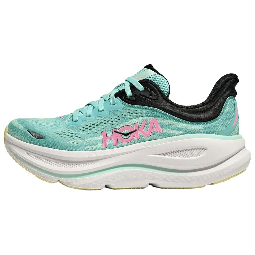 New HOKA ONE ONE Bondi 9 Slip Resistant Abrasion Resistant Low top Long Distance Running Shoes Women's Green Wide Fit 1162014-BTF