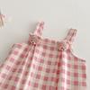 Baby Bear Suspender Romper Plaid Jumpsuit Spring Autumn Infant Outfit for 0-2 Years Newborn Clothing