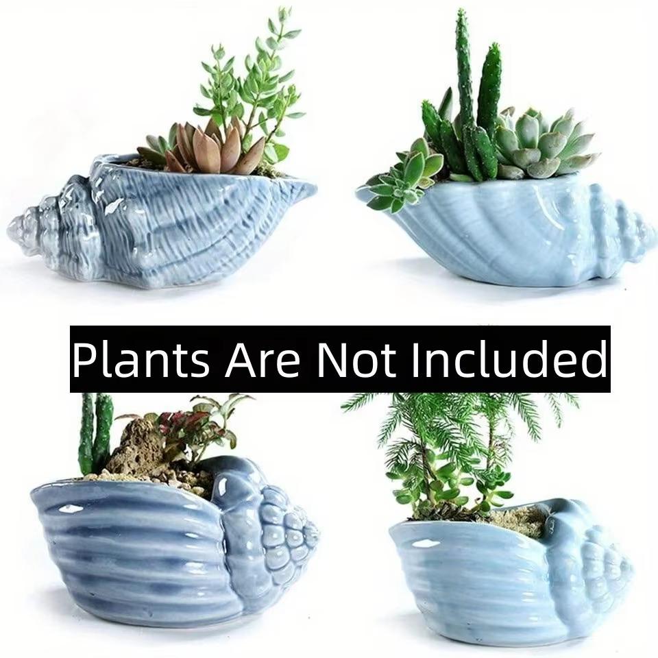 

Милые маленькие горшки для суккулентов в форме ракушек, креативные керамические мини-горшки, настольный керамический горшок для суккулентов в форме ракушки