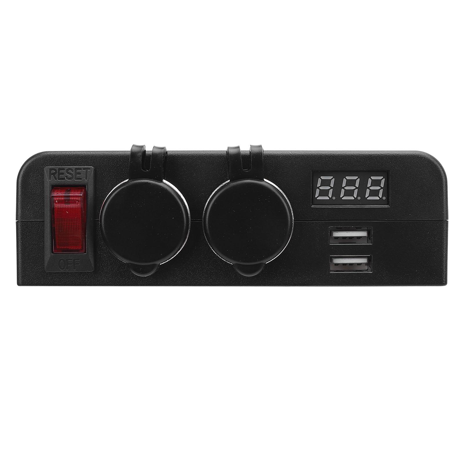 

DC12 24V Cigar Lighter Socket Splitter with Digital Voltmeter Power Switch Car Power Outlet Socket USB Charger for Boat