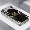 Black Gold M Pattern 2D Phone Case for Samsung S26 S25 S24 S23 S22 S21 S20 A56 A36 A16 - Electroplated Glass Protective Cover