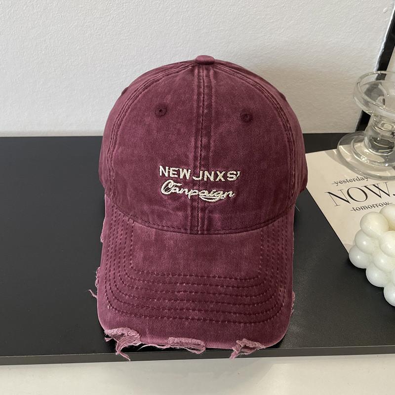 Vintage Korean Style Cotton Baseball Cap With Embroidered Logo And Adjustable Fit For Casual Wear