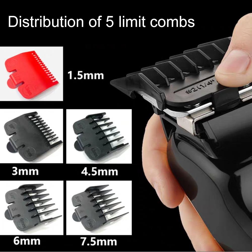 Retro Oil Head Electric Clipper Hair Salon Professional Trimming Tool Rechargeable Five Limit Combs