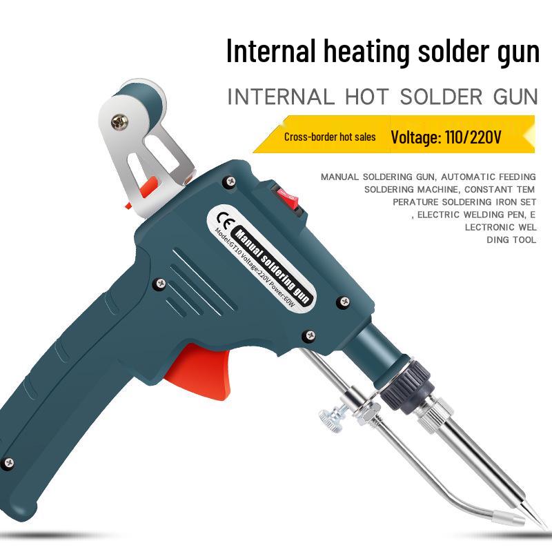 60W Internal Heating Semi-Automatic Soldering Iron with Manual Feed, US Standard