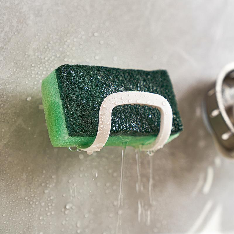 Japanese U-Shaped Suction Cup Sink Sponge Rack: Multi-functional Kitchen & Bathroom Storage.