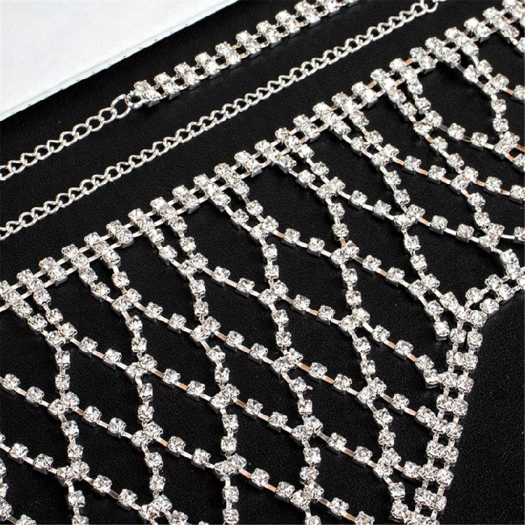 Eye Catching Mesh Body Chain With Glitters Rhinestones Backless Sleeveless Clubwear Suitable For Travel And Photo Props