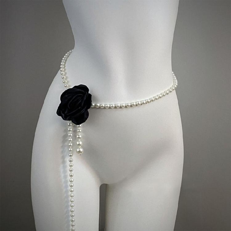 Elegant Waist Belt Aesthetic Stylish Charm Photo Props Belt for Jeans Dress Belt Body Jewelry Pearls Chain