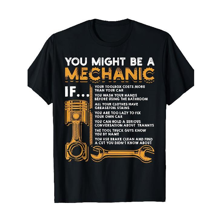 1pcMen'S Funny Mechanic T-Shirt - Heavy-Duty 200gsm Tee with Wrench Graphic - Mechanic Gift for Auto Repair, DIY Projects - Vintage Workshop Apparel
