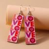 1 Pair Women Color Contrast Love Letter Print Earrings Pink Series Hook Earrings Romantic Valentine Day Drop Earrings