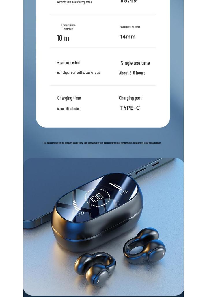 Bone Conduction Wireless Bluetooth Earbuds - 2026 Model, Ear Clip/Hooks for Men & Women Sports