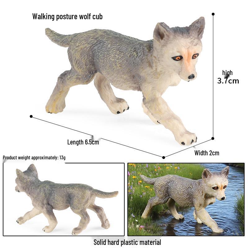 Cross-border Wild Animal Model: Prairie, Brown, Snow, Predator Wolves & Cub Educational Display Toy