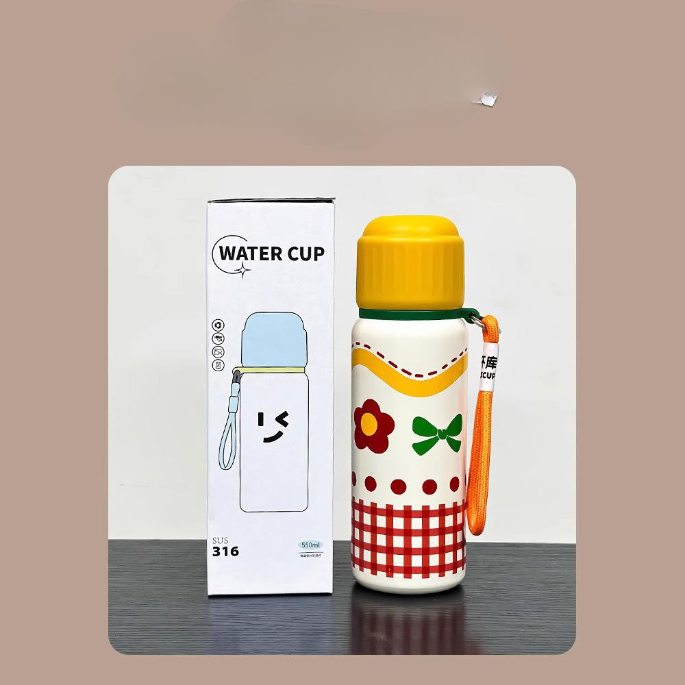 Student Thermos Cup Christmas Stylish Cup Steel Girls Portable Compact Double Drinking Cup with Straw Durable Durable