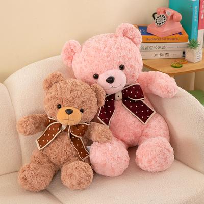 Cute Bow Tie Bear Doll Plush Toy Girl Birthday Gift Throw Pillow Doll Valentine Couple