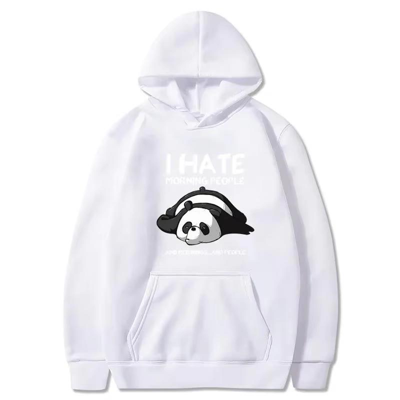 2026 Vintage Funny Lazy Panda Graphic Hoodie I Hate Morning People Sarcastic Quote Print Pullover Hooded Sweatshirt Unisex Casual Streetwear Tops