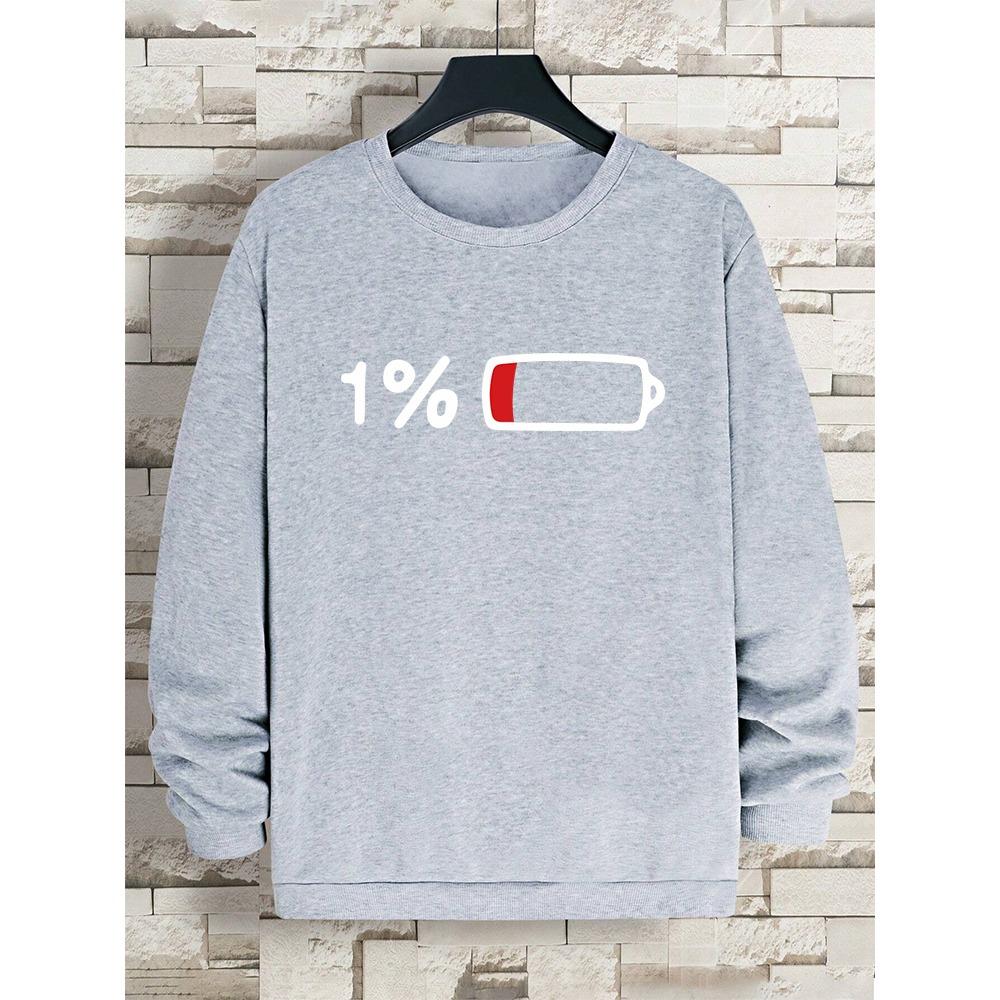 Naléhavé Pro Nabíjení 1% Vtipný Potisk Pánské Oblečení Vzor Volná Mikina Nová Oversized Dlouhý Rukáv Street Dámské